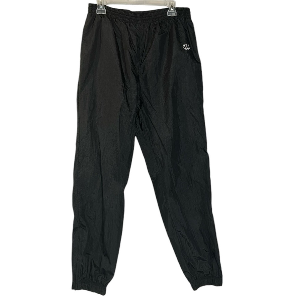 Vtg‎ USA Olympics Pants Men's Medium Black Windbreaker Track JC Penney Zip Ankle